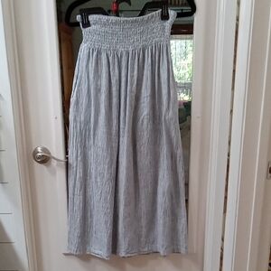 Tahari Black And White Striped Linen Skirt With Pockets Size Large